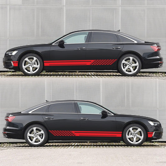 2pcs / set DIY Car Both Sides Stickers Racing Stripes Camouflage Car Products Car Wrap Film Vinyl Car Accessories red