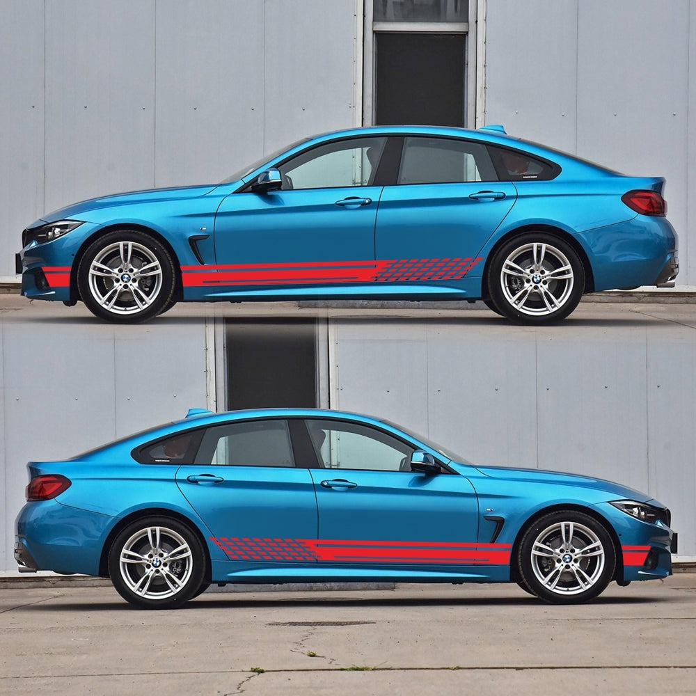 2pcs / set DIY Car Both Sides Stickers Racing Stripes Camouflage Car Products Car Wrap Film Vinyl Car Accessories red