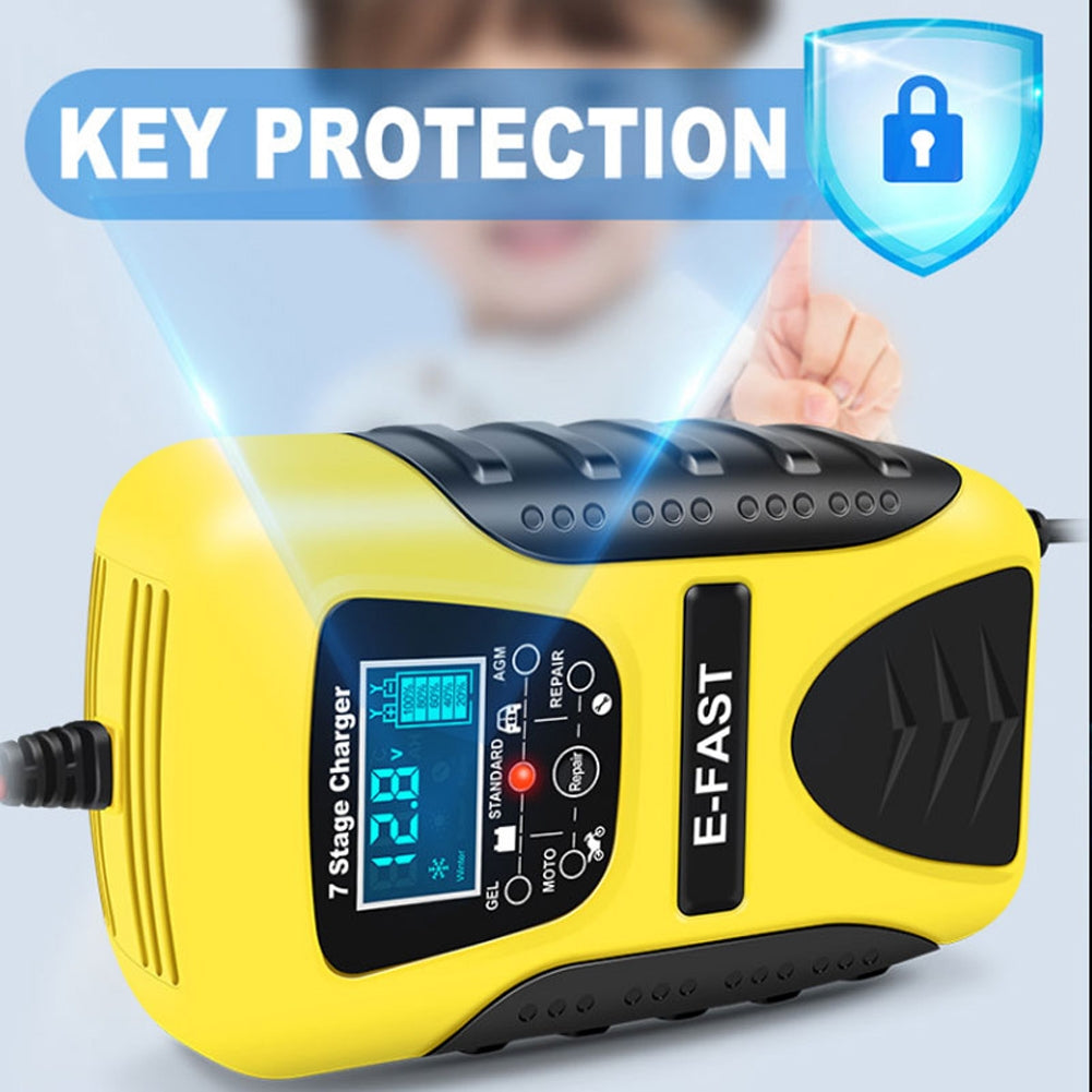 Car Motorcycle Battery Charger 12v 7-stage Multi-battery Mode Lead-acid Battery Charger Repair Maintainer US Plug