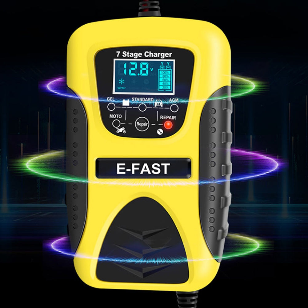 Car Motorcycle Battery Charger 12v 7-stage Multi-battery Mode Lead-acid Battery Charger Repair Maintainer US Plug