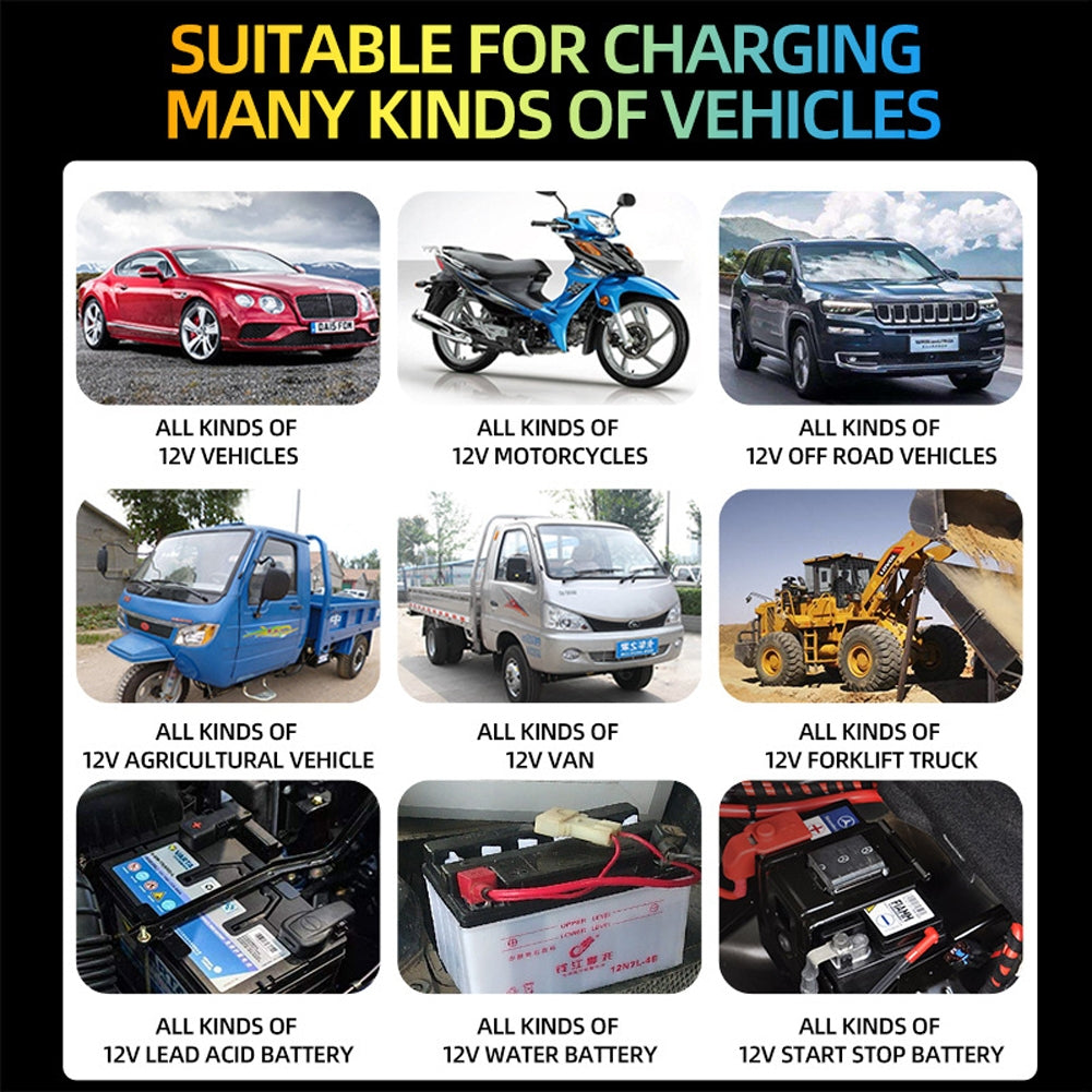 Car Motorcycle Battery Charger 12v 7-stage Multi-battery Mode Lead-acid Battery Charger Repair Maintainer US Plug