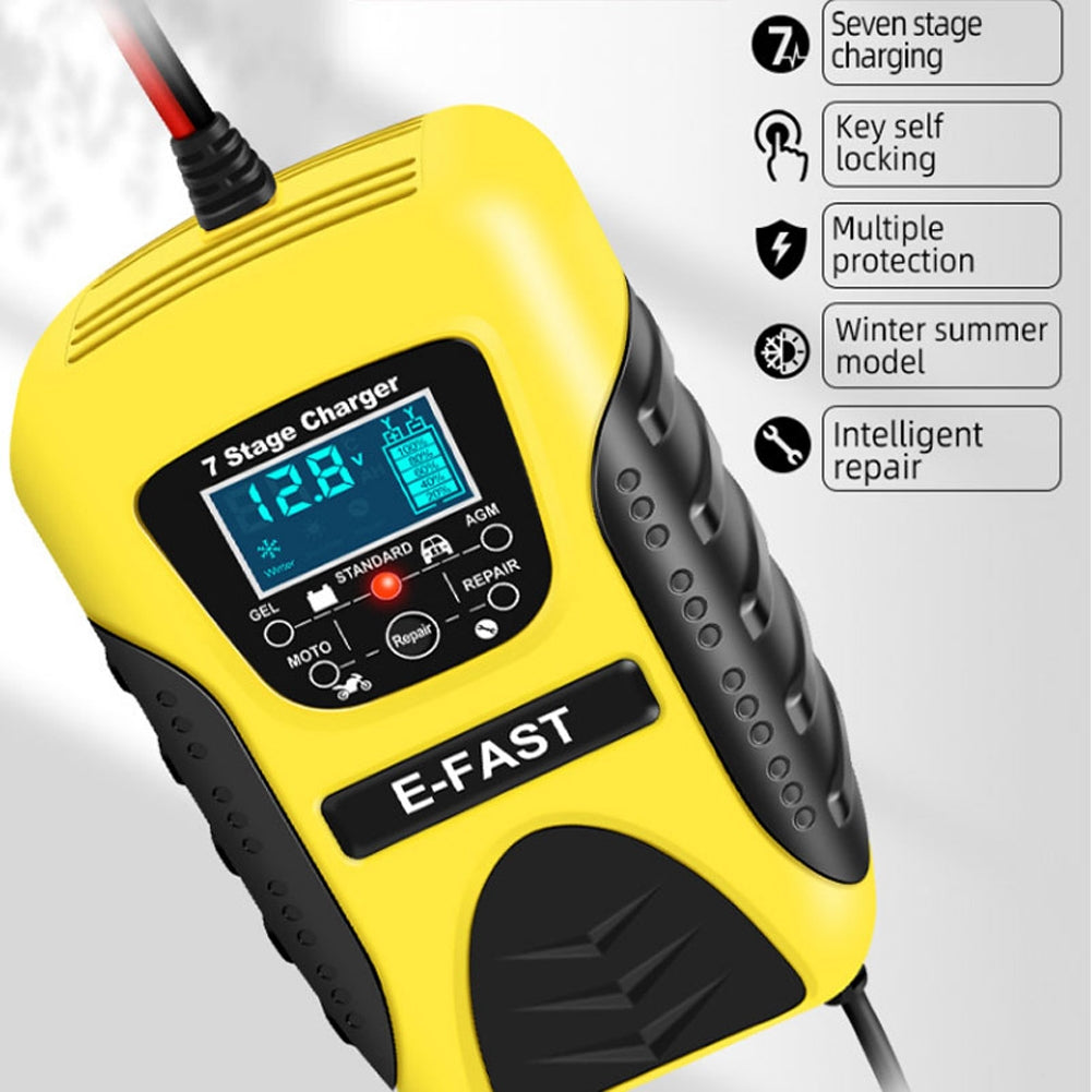 Car Motorcycle Battery Charger 12v 7-stage Multi-battery Mode Lead-acid Battery Charger Repair Maintainer US Plug