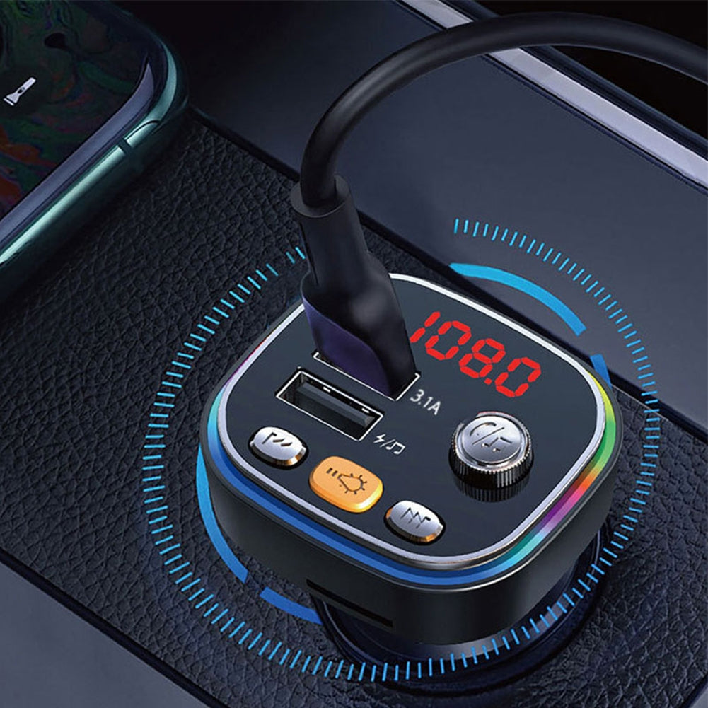 C20 Car Mp3 Bluetooth-compatible Player Plug-in Card/u Disk Hands-free Call Audio Player Cigarette Lighter Fm Transmitter random black or silver