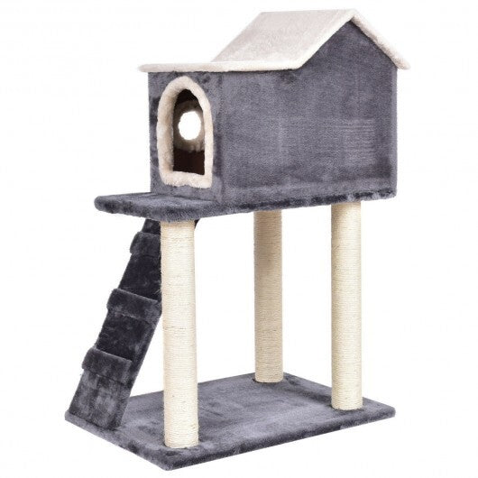 36 Inch Tower Condo Scratching Posts Ladder Cat Tree - Color: Dark Gray