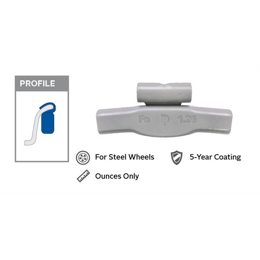 Wegmann Automotive 2 oz Steel Coated Clip-on PFE Black Series Wheel Weight (Box of 25)