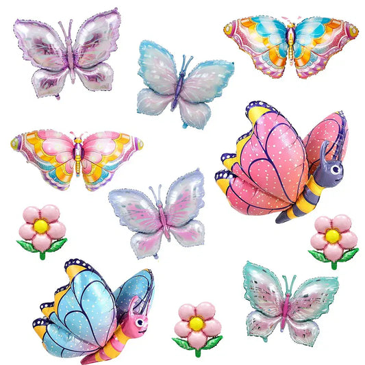 Color: AGATE, Ballon Size: 10inch - Colourful Butterfly Balloon Girl Birthday Party Supplies Flower and Butterfly Theme Party Decoration Baby Shower