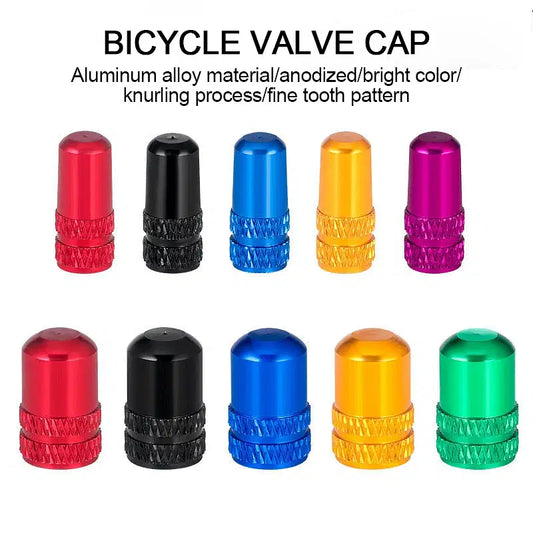Color: Beige - 2pc Bicycle Valve Cap Aluminum Alloy Presta/Schrader Road Mountain Bike Tire Valve Cap Dust Protection Cover Bicycle Accessories