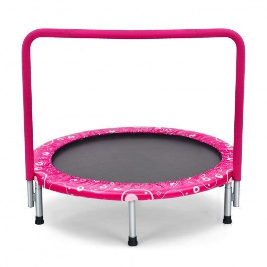 36 Inch Kids Trampoline Mini Rebounder with Full Covered Handrail-Pink - Color: Pink